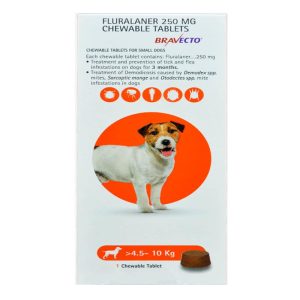 BRAVECTO 250MG PET CHEWABLE TICK AND FLEA CONTROL TABLET (FOR > 4.5-10KG)
